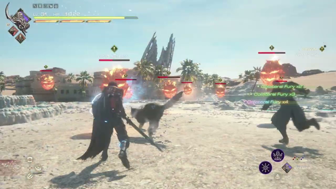 Final Fantasy 16 - Hot Water: Investigate Doeznov Terraces: Slay The Bombs and Old Faithful Gameplay