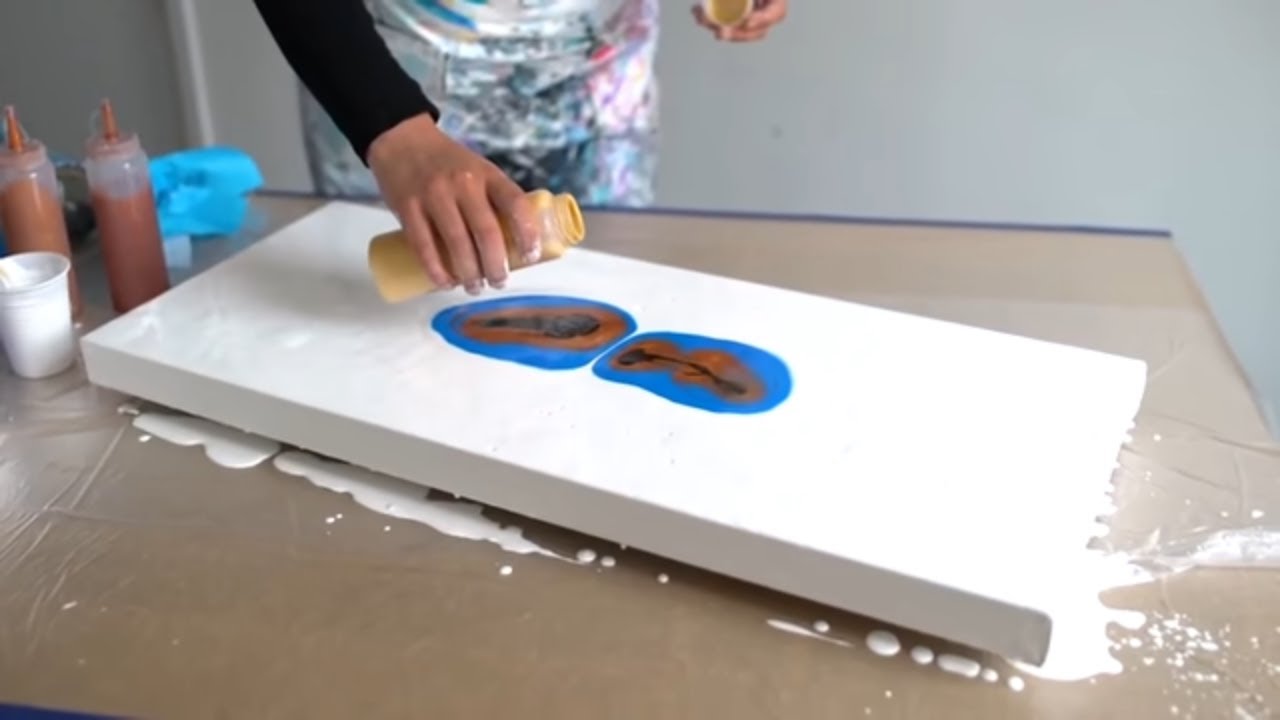 Блестящий в Блюз - 9 Акрил Заливка Картины - ВАУ Океан Жидкость Искусство