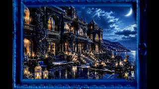 🌙✨ Luxury Moonlit Palace Ambience 4K — Nocturne Palace Of Sapphire Tides | Relaxing Classical Music