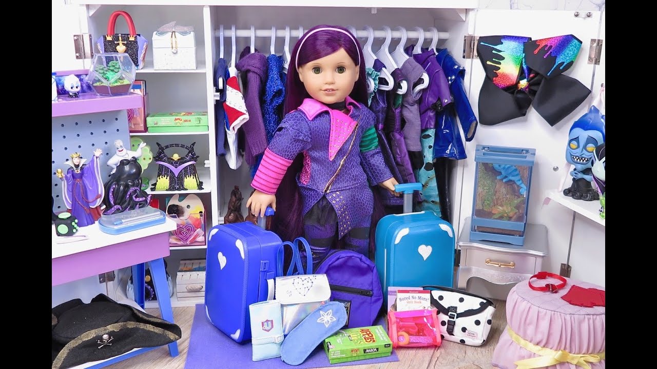 Packing American Girl Doll Mal Descendants ~ Setting Up Doll Closet With Suitcases and Bags!