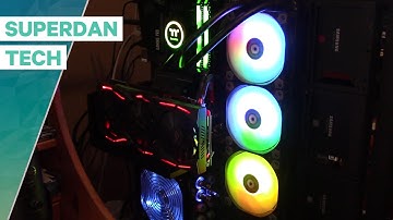AMD Ryzen 5 computer build with Thermaltake Core P5 case and Water 3.0 RGB cooling system.