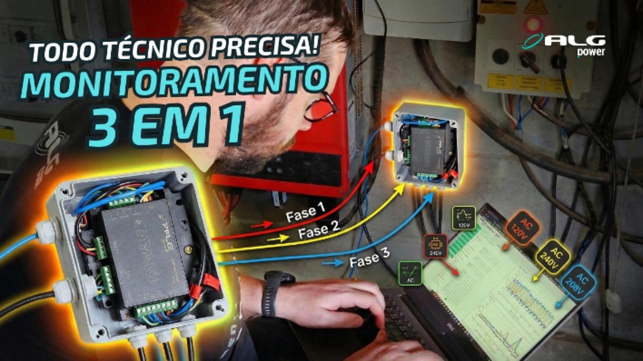 Como medir três tensões AC diferentes com um único dispositivo? Site Monitor Trifásico SM3F