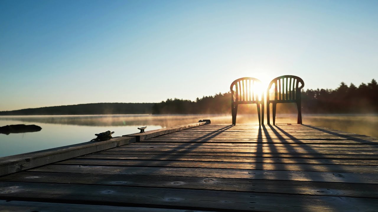 Mist on the Calm Water and Beautiful Sunrise at Lovely Falls Lake, Nova