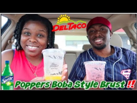 New Del Taco Sprite Popper Boba Style Burst Mango Cherry Flavor