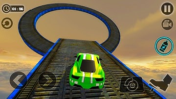 Impossible Stunt Car Tracks 3D: Green Car Driving Stunts Levels 13 & 14 - Android iOS GamePlay