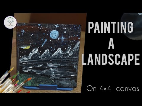 How To Paint Snowy Mountains In Moonlight