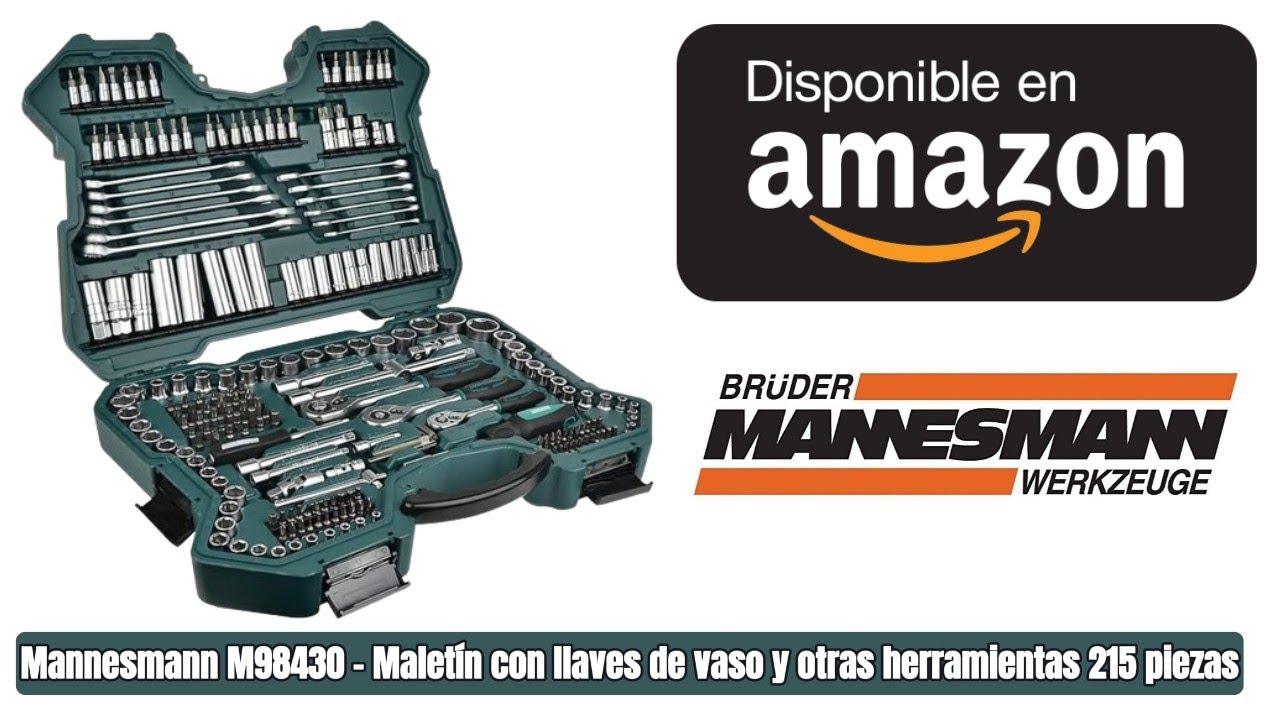 Mannesmann M98430 - Maletín con llaves de vaso y otras herramientas (215  piezas, tamaño: 12x36x51 cm), Color Verde Mannesmann
