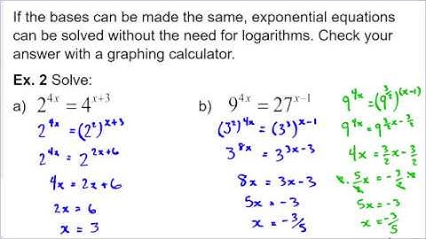 7.3 Solving Exponential Equations without Logs (Math 30-1)