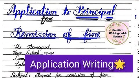 Application to the Principal of school for the remission of fine || Creative Writings with Fatima ||