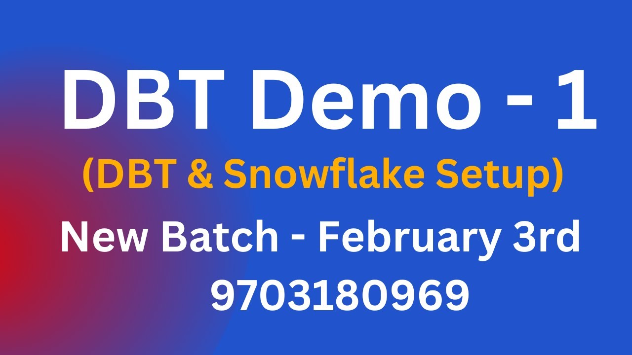 What is DBT | Data Build Tool Data Engineering | DBT Demo Videos | New Batch Feb 3rd 2026