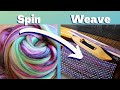 Weaving on a floor loom with handspun yarn  trick or treat purse part 1