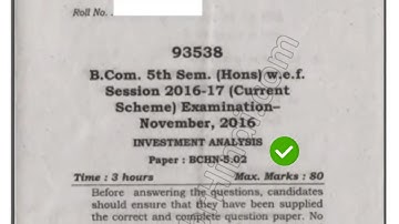 Mdu Bcom Hons 5th Sem Investment Analysis Question Paper #MduQuestionPaper