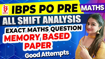 IBPS PO PRE 2021 Complete Memory Based Paper | Maths | By Minakshi Ma