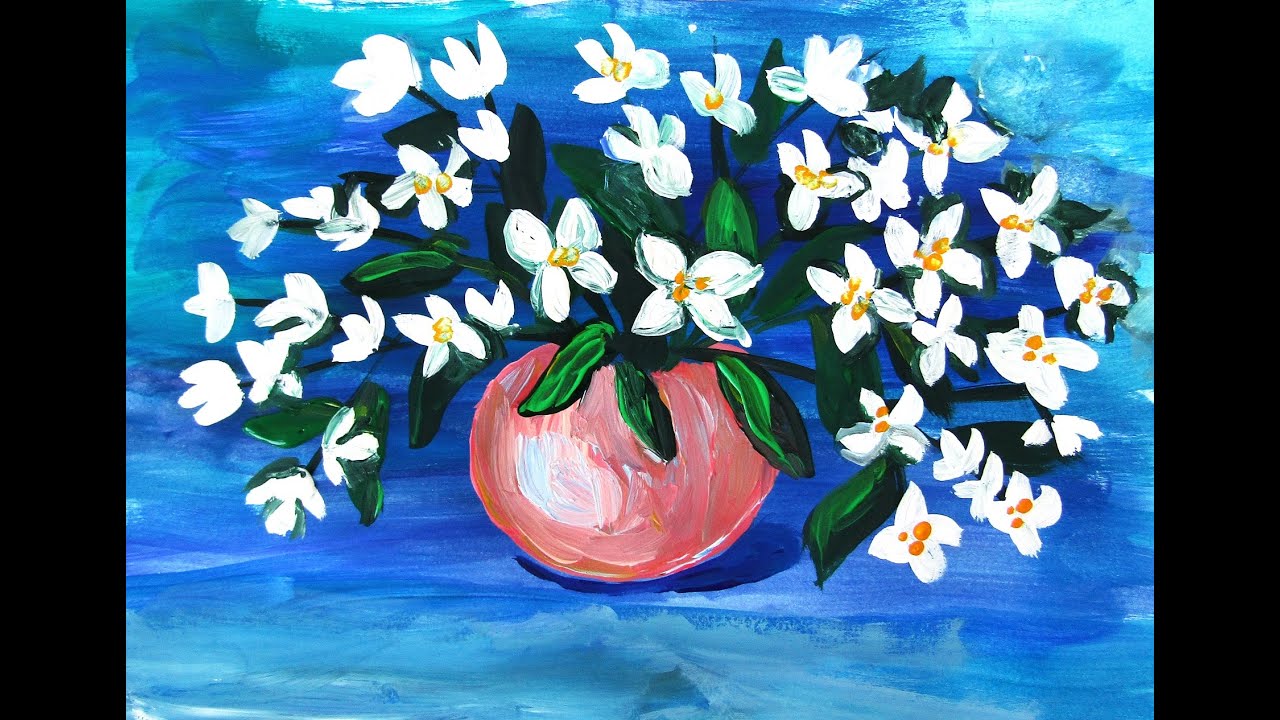Tutorial de pictură pentru începători. Buchet de iasomie/How to Draw Jasmine Flowers