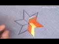 Hand Embroidery Star Design idea with long satin stitches, how to embroider a star