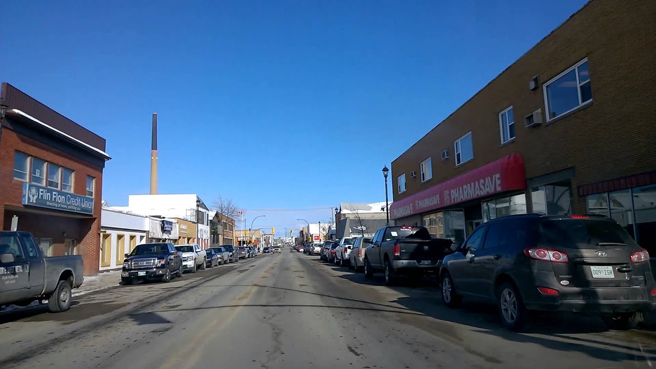 Улица Мэйн, центр города Флин Флон Манитоба Main Street Downtown Flin