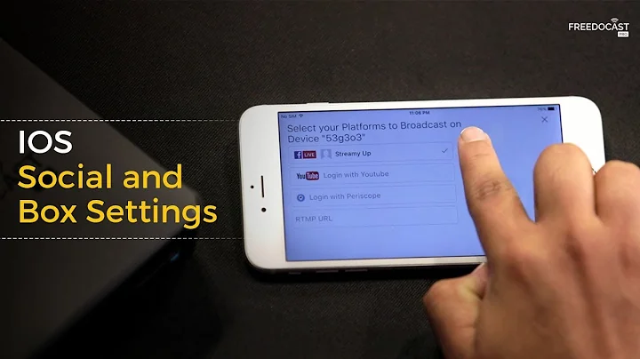 iOS App - Setup your Facebook, Google, Twitter accounts. Configure Quality & Bitrate Settings