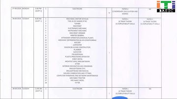 iti August time table 2018 online exam
