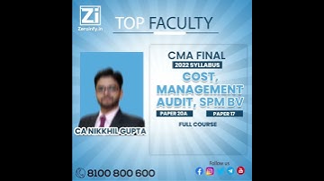 CMA Final CMA and SPMBV Paper 17, Paper 20A 2022 Syllabus Full Course Combo By CA Nikkhil Gupta