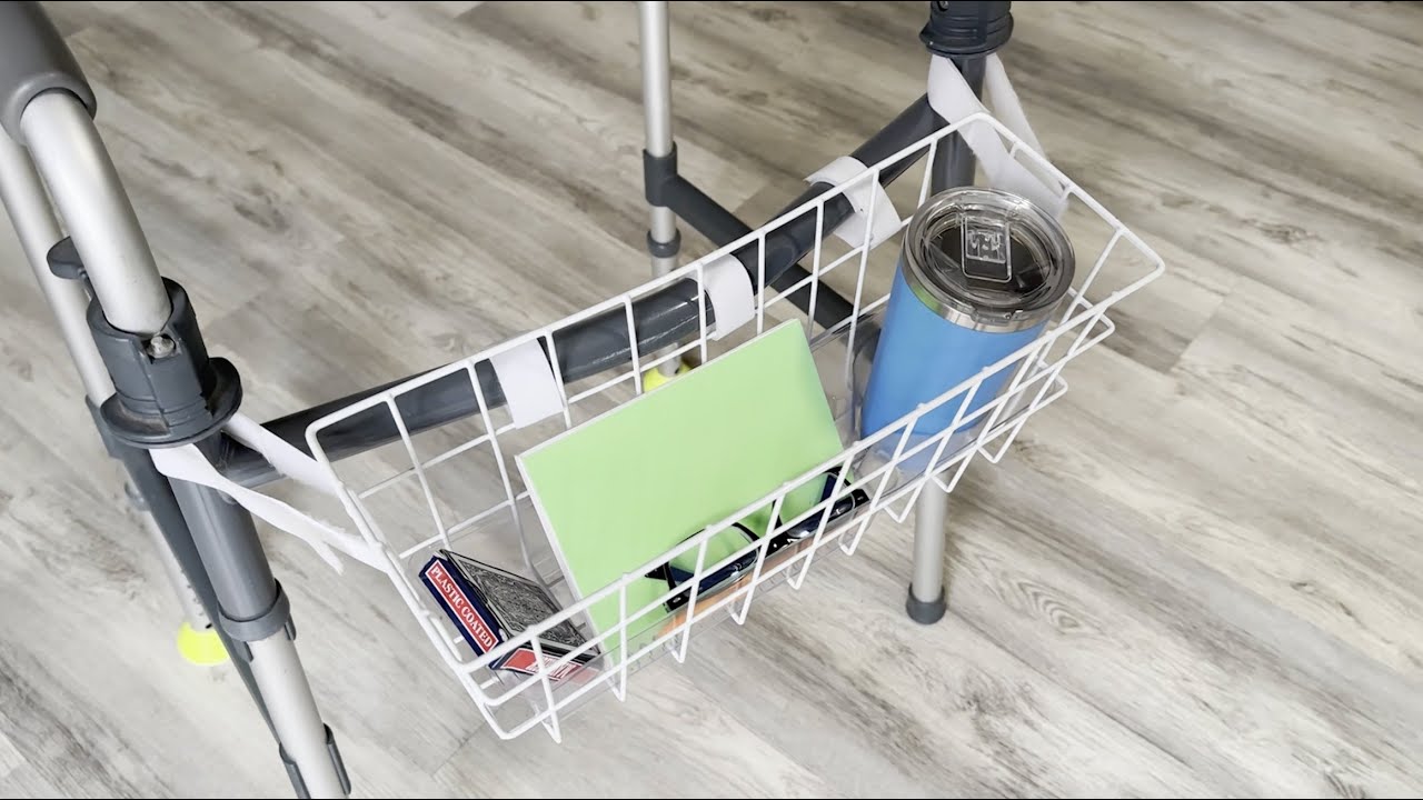 HealthSmart Walker Storage Basket with Cup Holder and Insert Tray YouTube