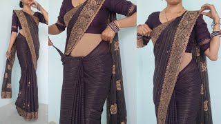 Very Heavy border style saree draping with easy steps | beginners guide saree draping perfectly