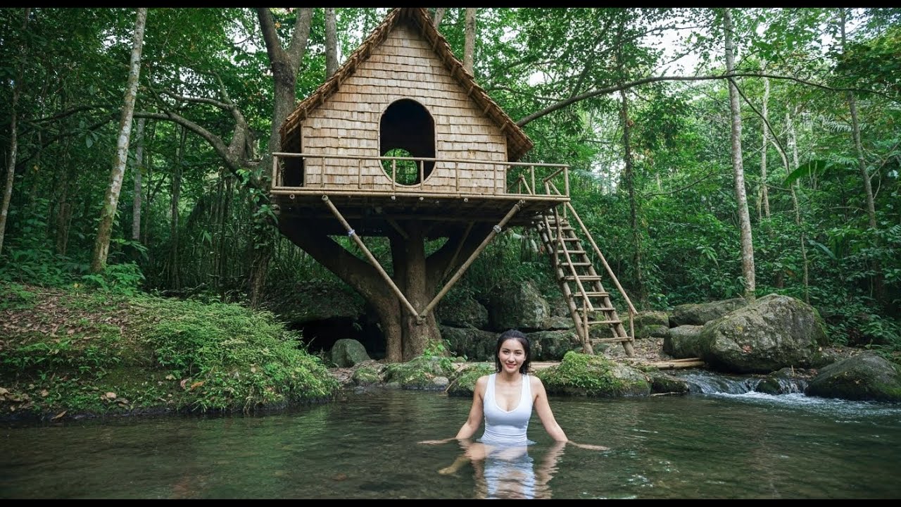 Girl Leaves the City to Live in the Wild, Learning to Hunt, Cook, and Build Her Own Forest Home