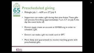 2019 GIVE65 Event application webinar