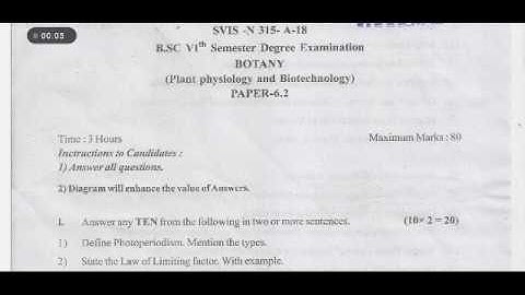 Botany CBCS question paper Karnataka for B.sc 6th semester gulbarga university 2020 part 2