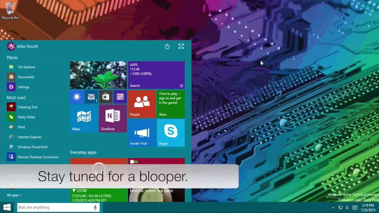 Windows 10 Technical Preview Build 9926 - YouTube