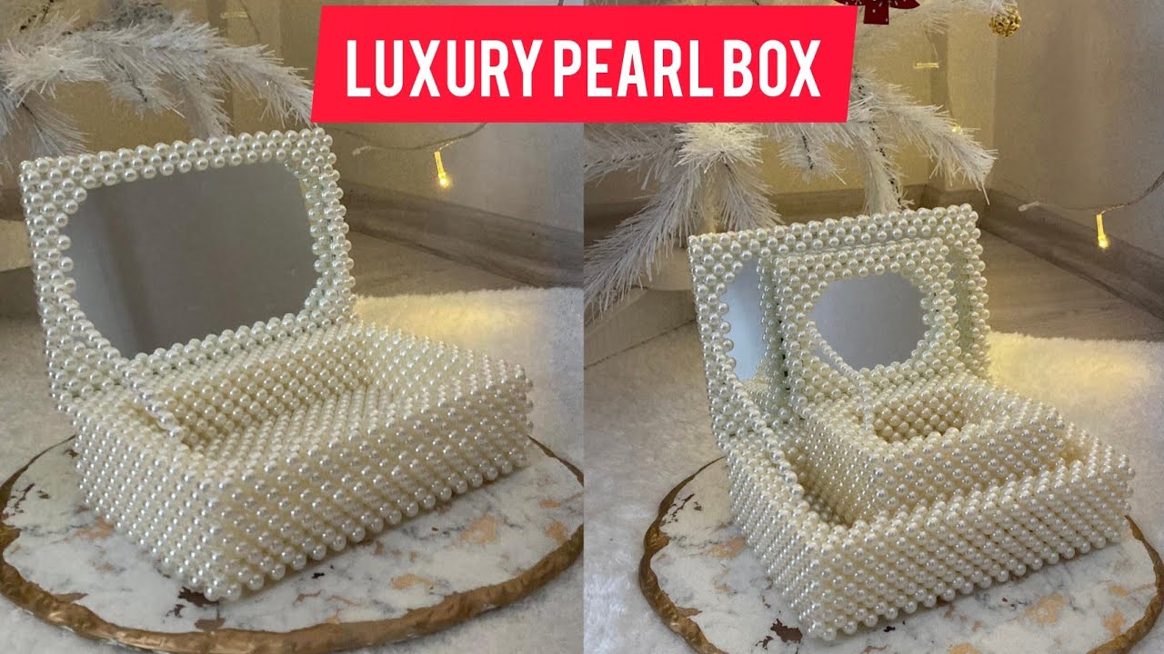 DIY Beaded Pearl Jewelry Box - Cute & Easy Crafts #diy #jewelrybox