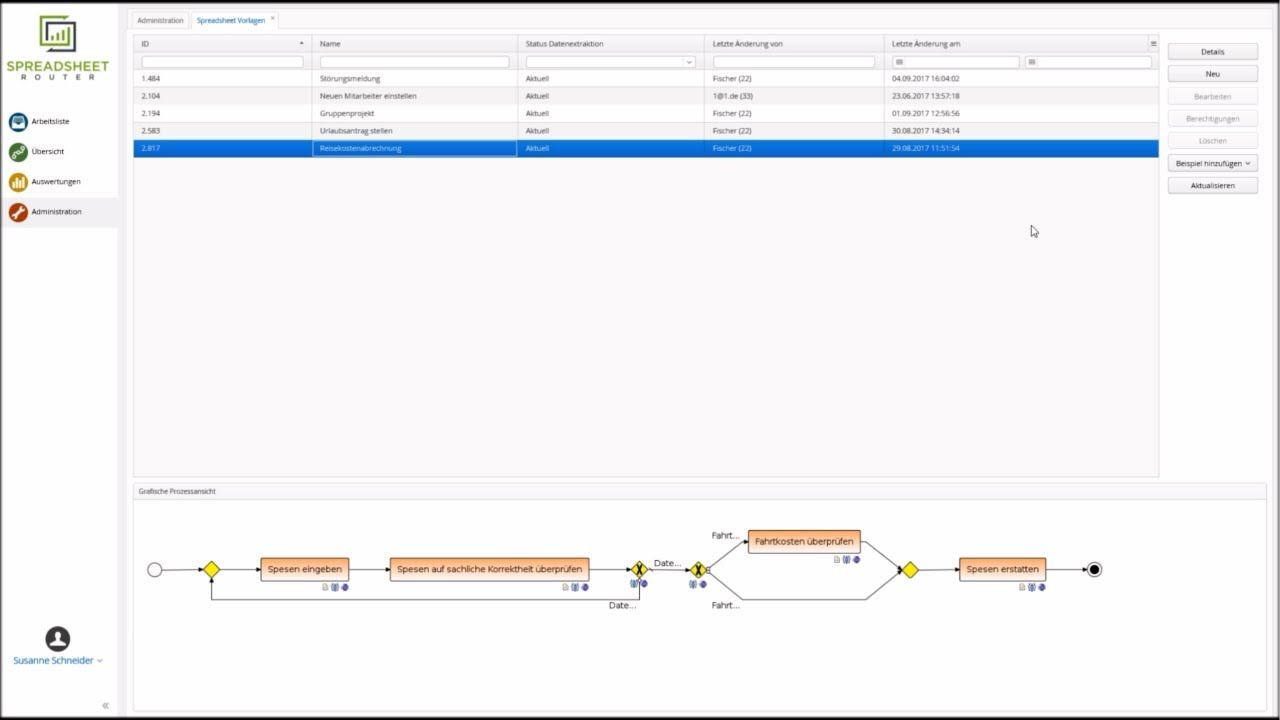 Youtube Video: Spreadsheet Router Tutorial: Bearbeitungsrecht für Spreadsheet Vorlagen vergeben