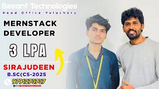 Sirajudeen Placed as MERN Stack Developer 💻 3 LPA | B.Sc CS 2025 Success Story 🚀🔥