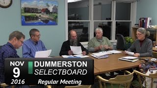 Dummerston Selectboard Mtg 11/9/16
