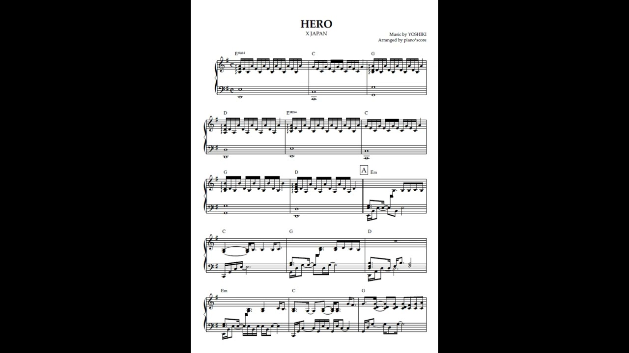 X JAPAN - HERO (YOSHIKI piano solo ver.) Sheet Music | Kokomu