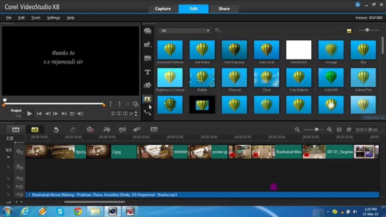 how to editing a video and transmission effects on corel video studio