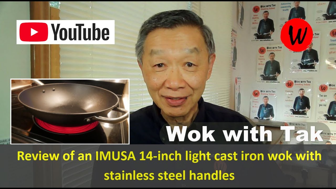 Review of an IMUSA 14-inch light cast iron wok with stainless steel handles  