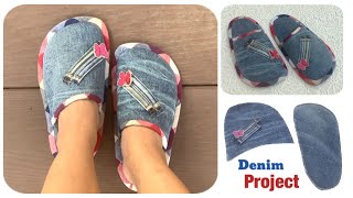 how to make a slippers from old jeans , sewing diy a denim slippers tutorial, slippers patterns