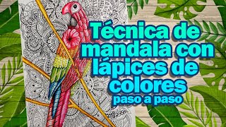 Técnica mixta de MANDALA CON LÁPICES DE COLORES  paso a paso | ArtGio