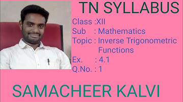 Ex 4.1 - QNo 1 - 12th Mathematics - Inverse Trigonometric Functions