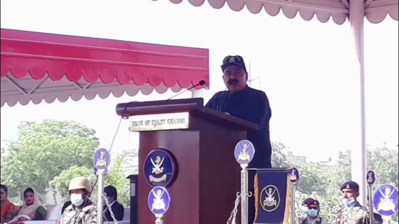 Federal Interior Minister Sheikh Rashid Ahmed addres the passing out ceremony Pakistan Coast Guard