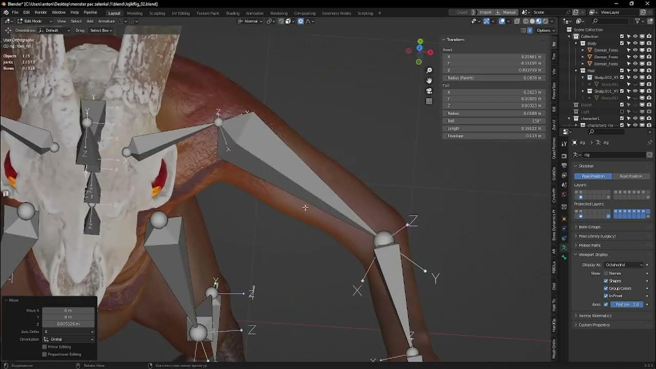 Fast rig and weights, Blender, Auto Rig Pro, Voxel Heat Diffuse