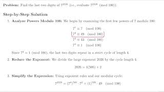 Find the Last Two Digits of 7^2026 in Seconds