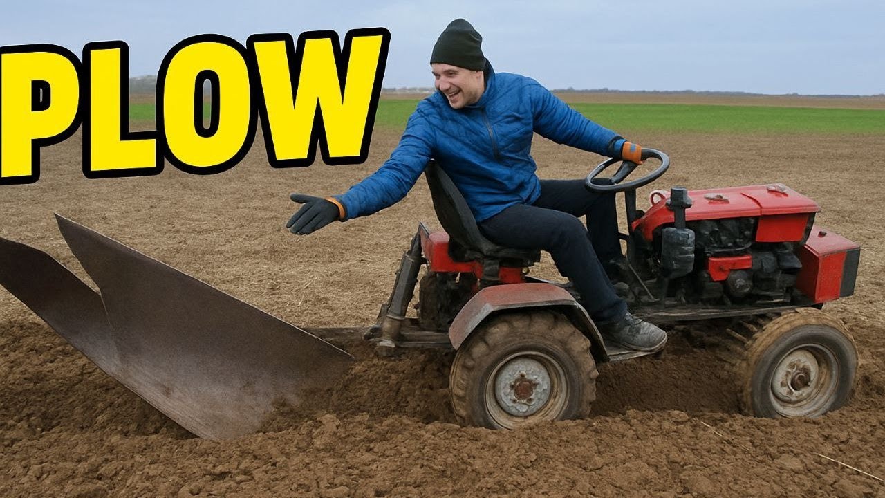 “Ukrainian Village Farming: Homemade Tractor & DIY Plow Working the Field”