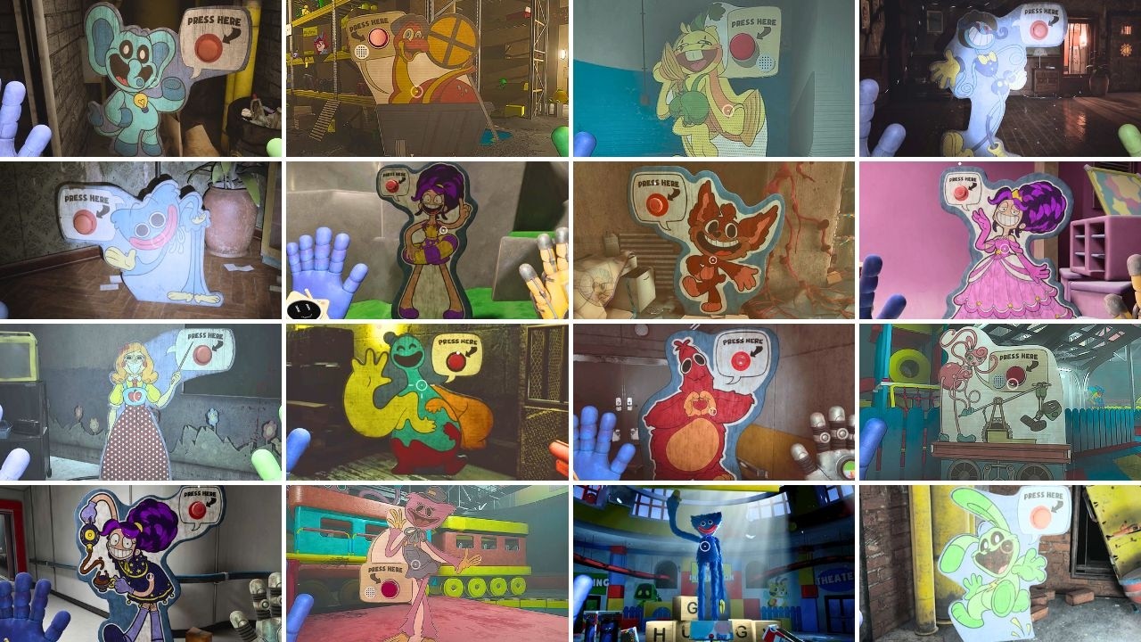 Poppy Playtime: Chapter 1,2,3,4,5- All Cardboard Cutouts(Showcase)