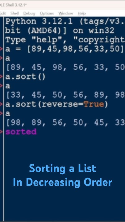 How to Sort a List in Decreasing / Descending order in Python? #python ...