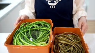 마늘쫑 '소금'에 삭혀서 💚1년내내드세요~💚 마늘쫑소금절임/ 마늘쫑소금삭힘/ 마늘쫑장아찌  (Korean style garlic scapes pickles ENG SUB)
