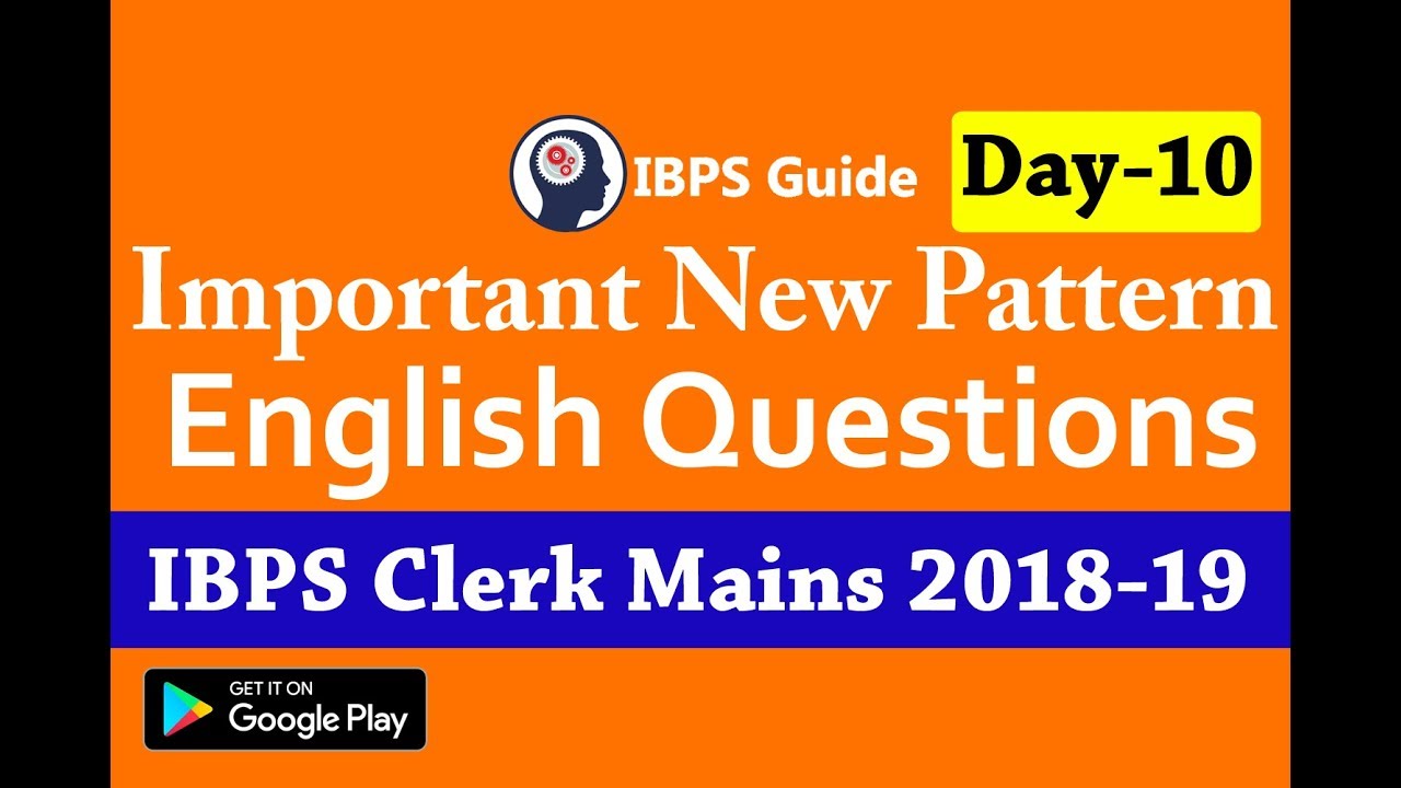 IBPS Clerk Mains English Preparation 2018-19 (Day-10) | New Pattern