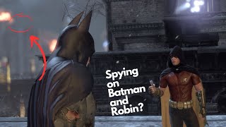 Redhood spies on Batman and Robin (Arkham verse)