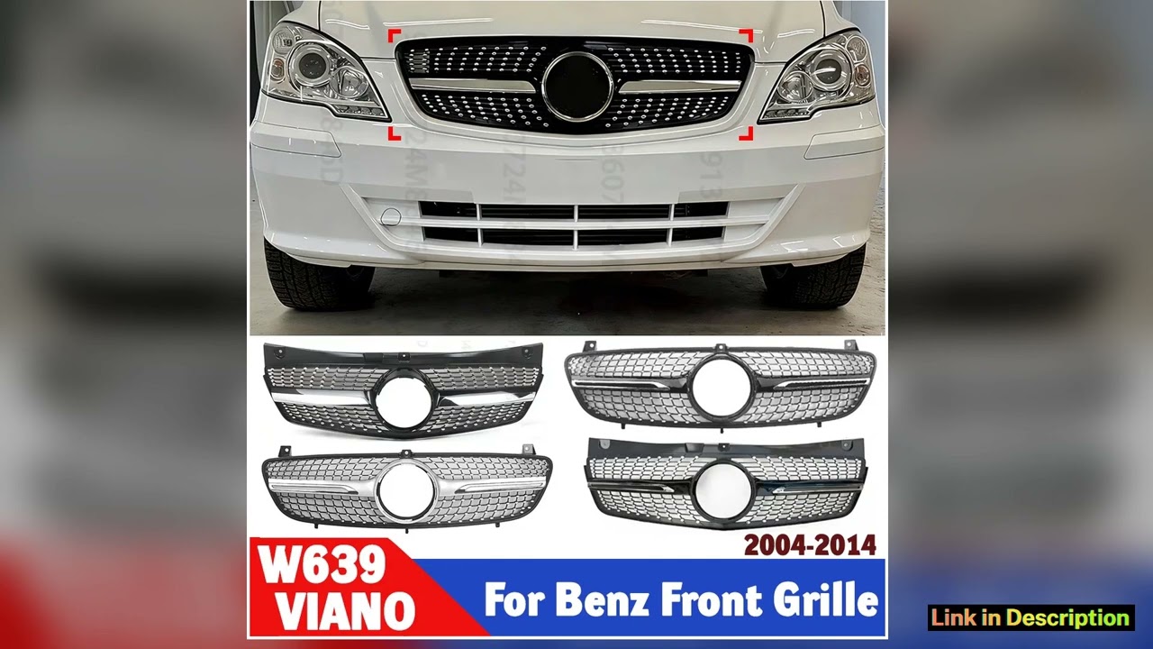 Front Bumper Grille Panel for Benz VianoVito W639 20042014 Black ABS Mesh Grille Cover Replacement