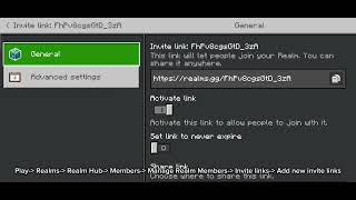 No Options button Minecraft Realms how to create new or copy invite link 2026